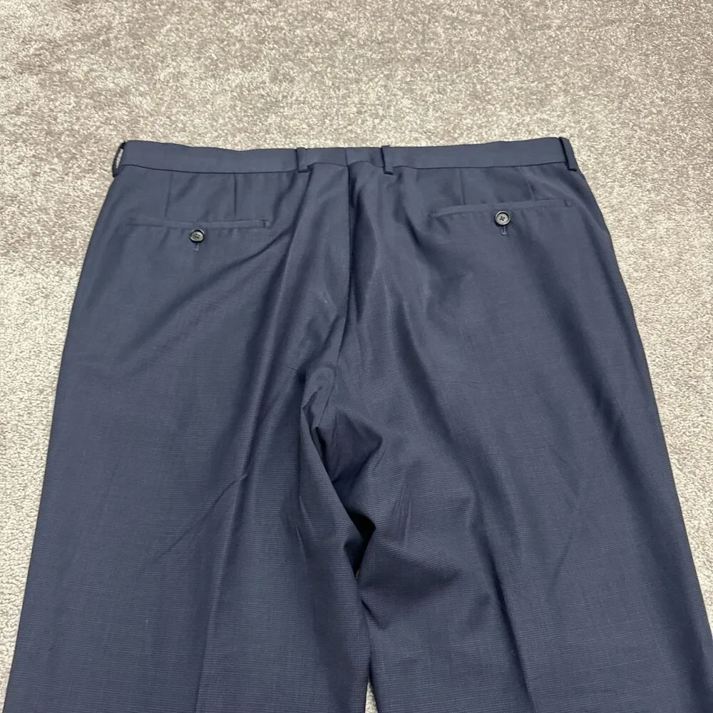 Boss Hugo Boss Virgin Wool Dress Pants Mens 39x29 Navy Blue Straight Leg Career